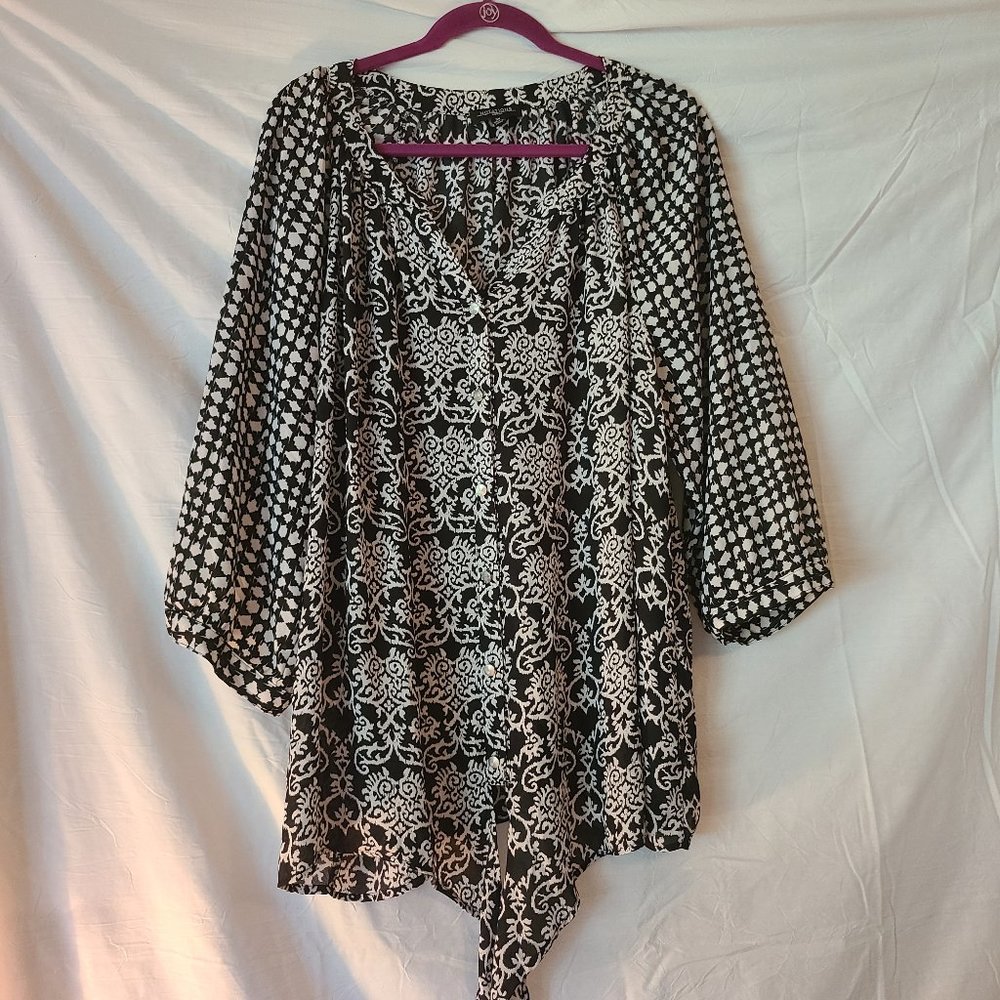 Women Blouse black & white top by NOTATIONS